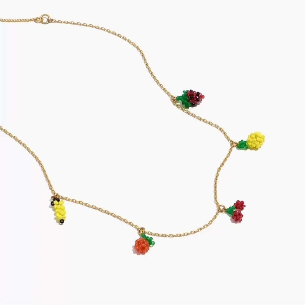 Madewell Fruit Necklace Charm Casual Fun Preppy Gold tone Beaded Charms Summer - Picture 3 of 11